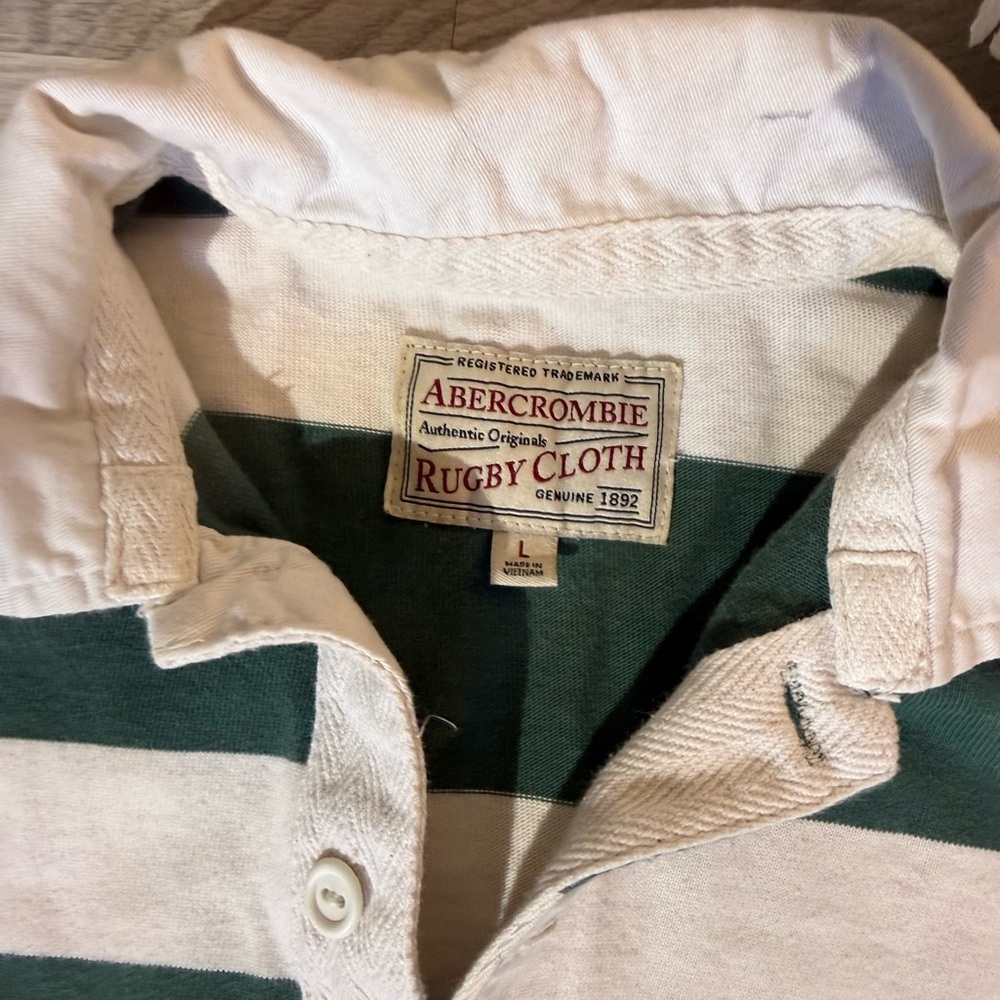Abercrombie & Fitch Rugby Polo Dress in Green and White StripesSize Large - Picture 6 of 10